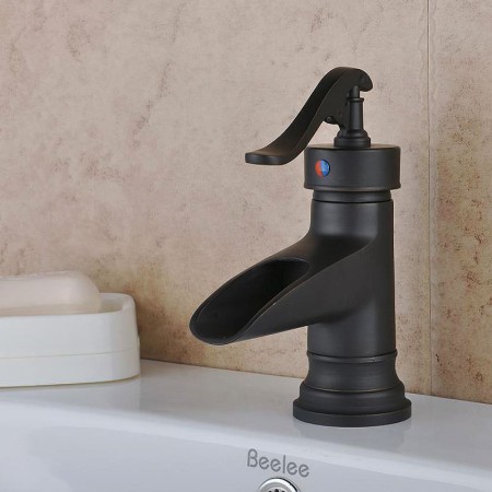 Waterfall Bathroom Sink Tap with Antique Bathroom Sink Faucet Single Handle Oil-rubbed Bronze