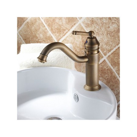 Antique Brass Basin Tap with Single Handle Centerset Bathroom Sink Faucet