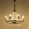 Black Iron Candle Chandelier Vintage Crystal Pendant Lighting Living Room Dining Room