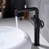 Brass Dual Handles Countertop Faucet in Black Industrial Style