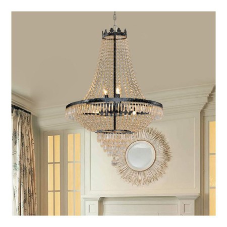 For Living Room 9 Light Classic Crystal Chandelier Black Empire Style Pendant Light
