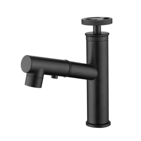 Industrial Style Black Pull-Out Basin Faucet Brass Countertop Tap