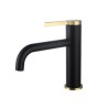 Brushed Gold/Black Curved Spout Basin Mixer Tap Modern Brass Countertop Faucet