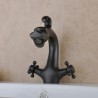 Double Handles Antique Oil-rubbed Bronze Black Sink Faucet