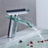 Waterfall Glass Chrome Sink Faucet Deck Mount Bathroom Sink Tap