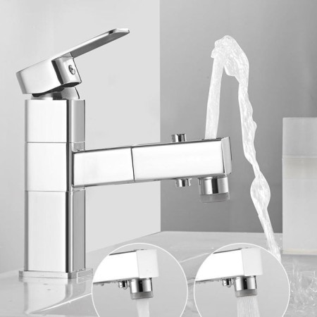 Fixed Basin Faucet 3 Modes Rotating Bathroom Basin Faucet For Gargle