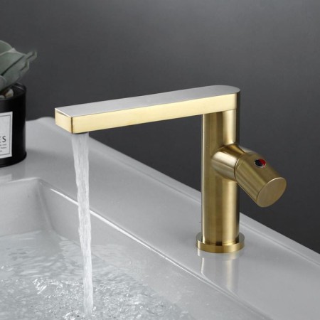 Bathroom Sink Faucet in Brushed Gold with 360-Degree Swivel Spout