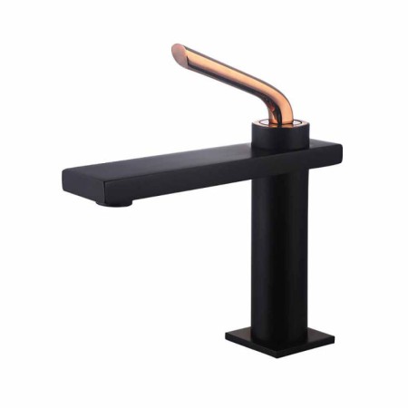 Black/Chrome Color Modern Single Lever Basin Mixer Brass Countertop Faucet (Short)