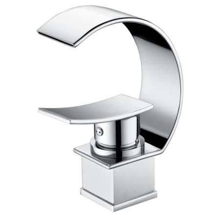 Arc-Shaped Water Outlet Chrome/Black Waterfall Basin Tap