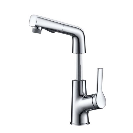 Chrome Finish Liftable Pull-Out Basin Mixer Tap Brass Countertop Faucet