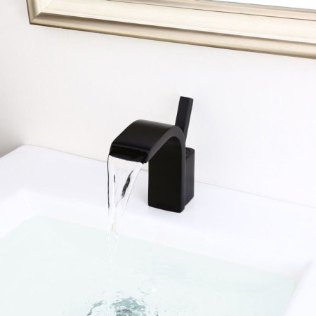 Solid Brass Waterfall Bathroom Sink Tap with Curved Faucet