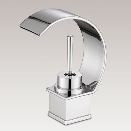 Deck Mounted Curved Waterfall Sink Faucet Hot and Cold Water Sink Tap