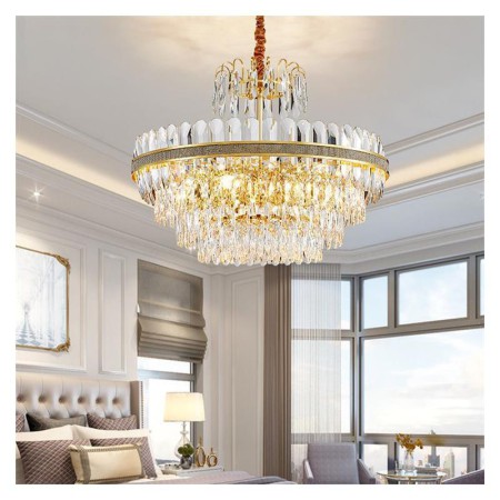 Bedroom Living Room Modern Luxury Glass Pendant Lamp Circular Shaped Stainless Steel Chandelier