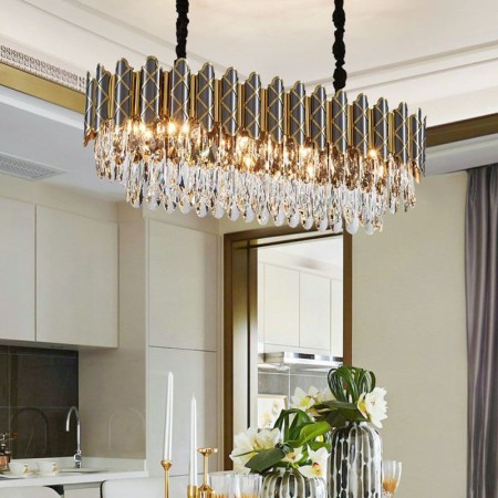Idea for a Modern Oval Glass Pendant Light in a Living Room Kitchen Island