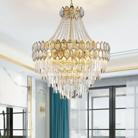 Elegant Gold Circular Chandelier Bedroom Living Room Nordic Style Glass Pendant Light