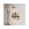 Bathroom Shower Mixer Shower Head + Hand Shower Faucet Set in Antique Brass