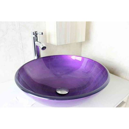 Modern Purple Tempered Glass Round Basin