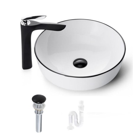Simple Round Vessel Sink in Modern White Ceramic Basin for Bathroom (without Faucet)