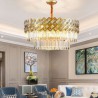Modern Glass Pendant Light Living Room Bedroom Gold Circular Stainless Steel Chandelier