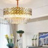 Modern Glass Pendant Light Living Room Bedroom Gold Circular Stainless Steel Chandelier