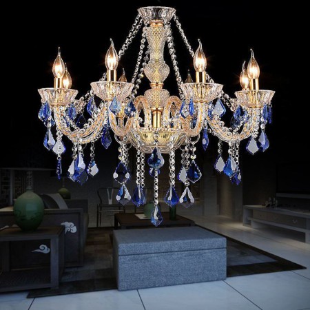 Luxury Pendant Light Blue Pendant Living Room Bedroom European Crystal Chandelier