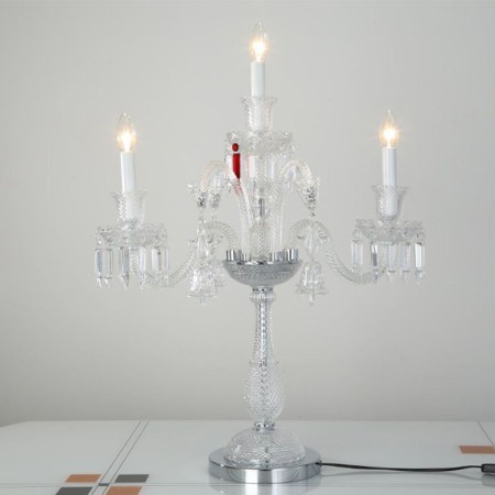 Modern Luxurious Candelabra Table Lamp 3 Light K9 Crystal Table Lamp For Bedroom
