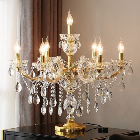Gold Desk Lamp With Elegant Crystal Shade Hotel Gorgeous Bedside Crystal Table Lamp