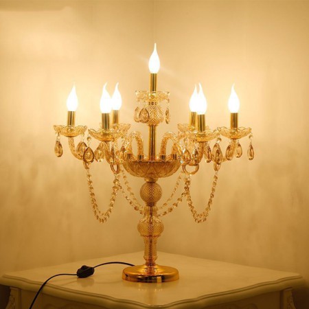 For Bedroom, Elegant Modern Crystal Chandelier Nightstand Table Lamp