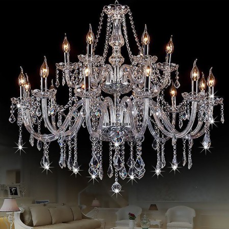 Bedroom Living Room European Crystal Chandelier Transparent Pendant Light