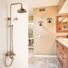 3 Hole 2 Handle Antique Brushed Finish Brass Bathroom Shower Faucet with Handheld Shower Carved Base