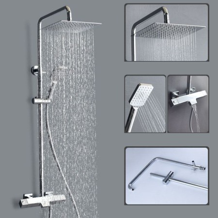 Thermostatic Shower Faucet System Liftable Shower Chrome/Black Color