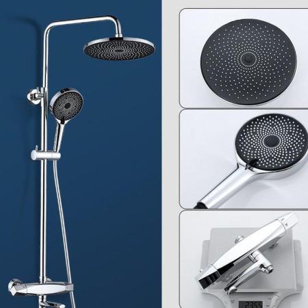 Bathroom Faucet with Thermostatic Bathtub Diverter Mixer Tap Multifunction Hand Held Shower Head