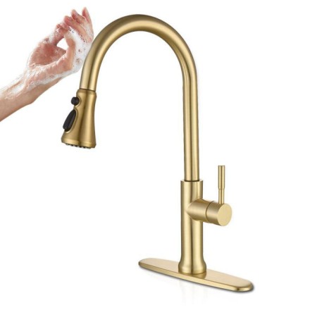 Sensor Gold Pull-Out Stainless Steel Kitchen Faucet