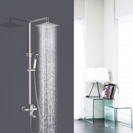 Adjustable Shower Head Rotatable Spout Black Chrome Nickel Brushed Three Color Optional Brass Shower Faucet Set