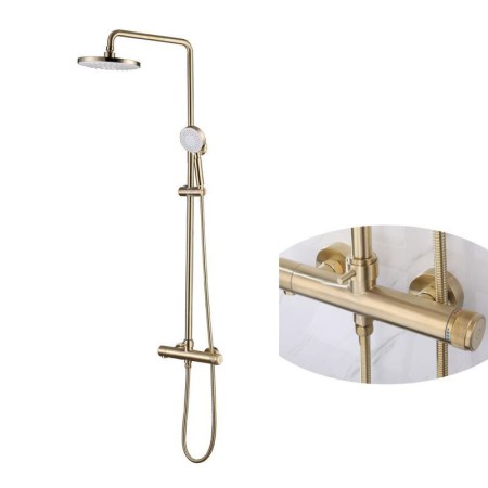 8 Inch Shower Head Unique Push Button Switch Shower System Modern Brass Shower Faucet Set