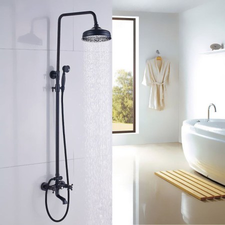 ORB Wall Mount Bathroom Shower Faucet with Rainfall Shower Fixture