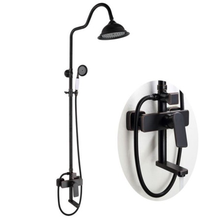 ORB Black Shower Faucet Set Rotatable Spout Shower Set Adjustable Shower Head