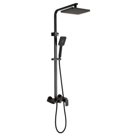 Wall Mounted Rain Shower System with Shower Head and Hand Shower in Black