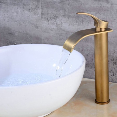 Antique Brass Waterfall Mixer Tap for Bathroom
