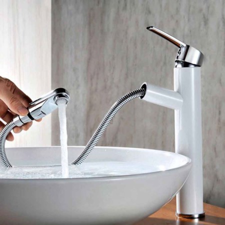 Widespread Bathroom Sink Tap Modern Pullout Sink Faucet