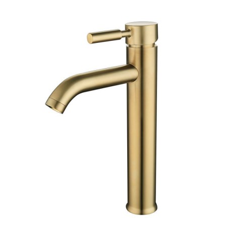 Bathroom Mixer Tap Single Faucet in Brushed Gold Stainless Steel (Tall)