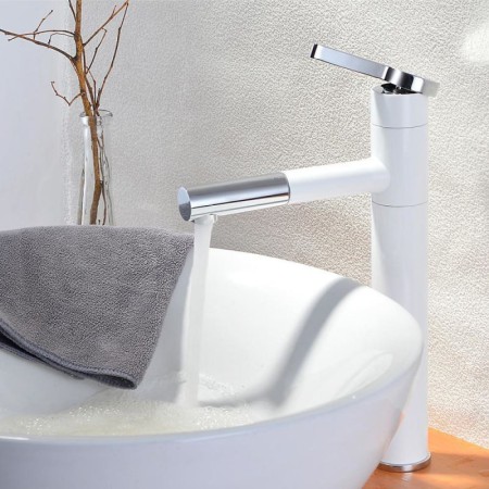 Swivel Bathroom Countertop Faucet with Pull-Out Basin Mixer (Tall)