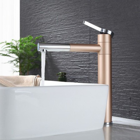 Optional Modern Simple Basin Faucet Champagne Gold / Black / White (Tall)
