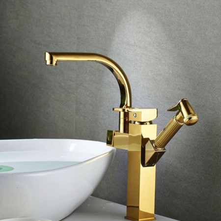 Special Bathroom Sink Tap with Luxurious Gold Basin Faucet