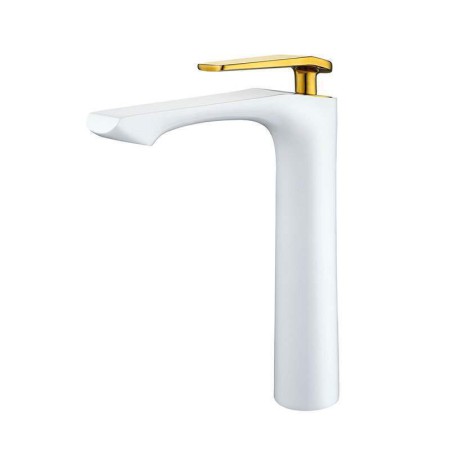 Tall MixerTap Deck Mounted Single Hole Single Handle White High End Bathroom Vessal Sink Faucet