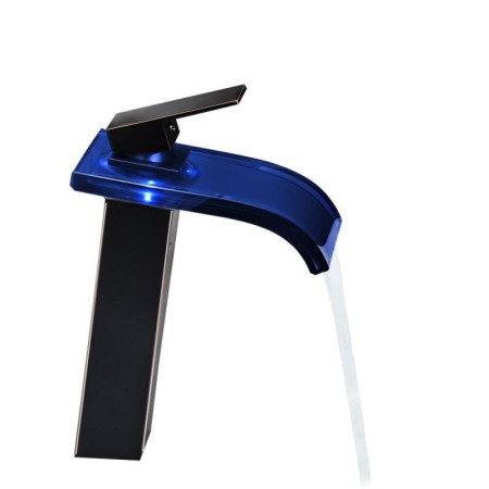 No Battery Required Glass LED Bathroom Sink Faucet Modern Waterfall Vessel Sink Mixer Tap