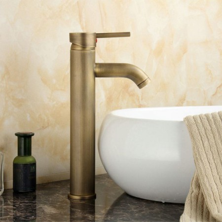 Bronze-colored Basin Faucet with Antique Brushed Finish