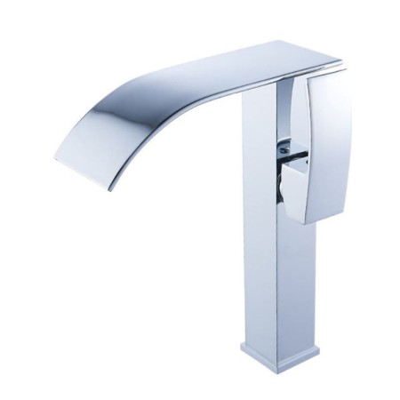 Chrome Finished Modern Bathroom Sink Faucet Simple Waterfall Basin Tap
