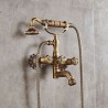 Bathtub Shower Faucets Set Three Knobs Mixer Tap Wall Mounted Bath Shower Set in Antique Brass