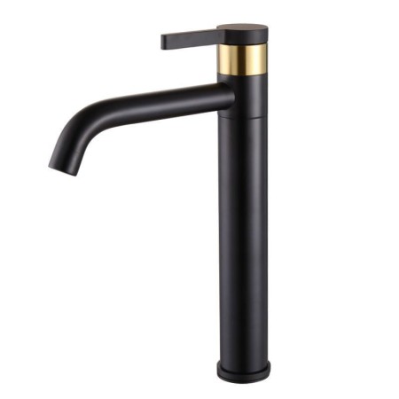 Bathroom Sink Mixer Tap in Black Brass with 360 Degree Rotatable Spout (Tall)